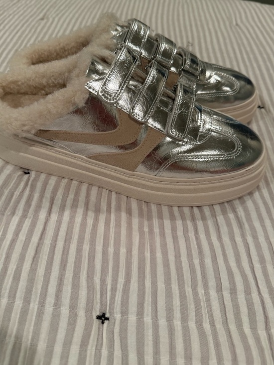Steve Madden Shoes - Steve Madden Metallic Silver Faux-Shearling Slip-On Sneakers